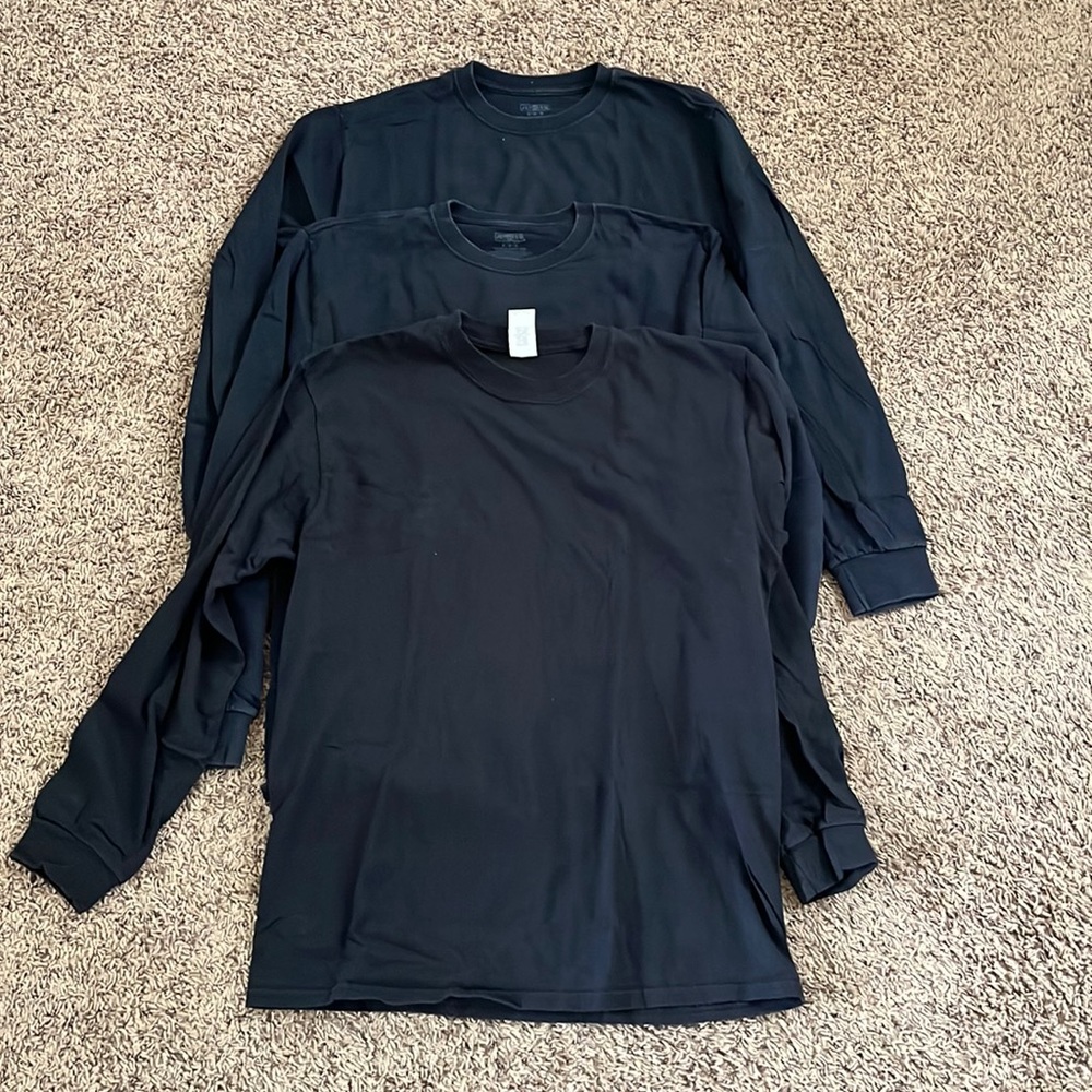 Set of Three Black Long Sleeve Tee - Mediums